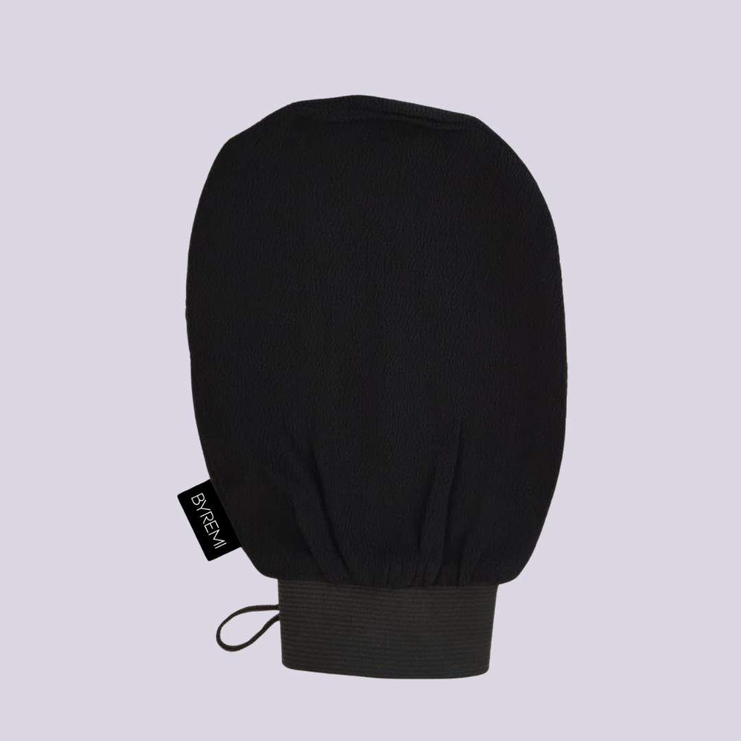 self tanning lotion exfoliating mitt Byremi product photo branding purple