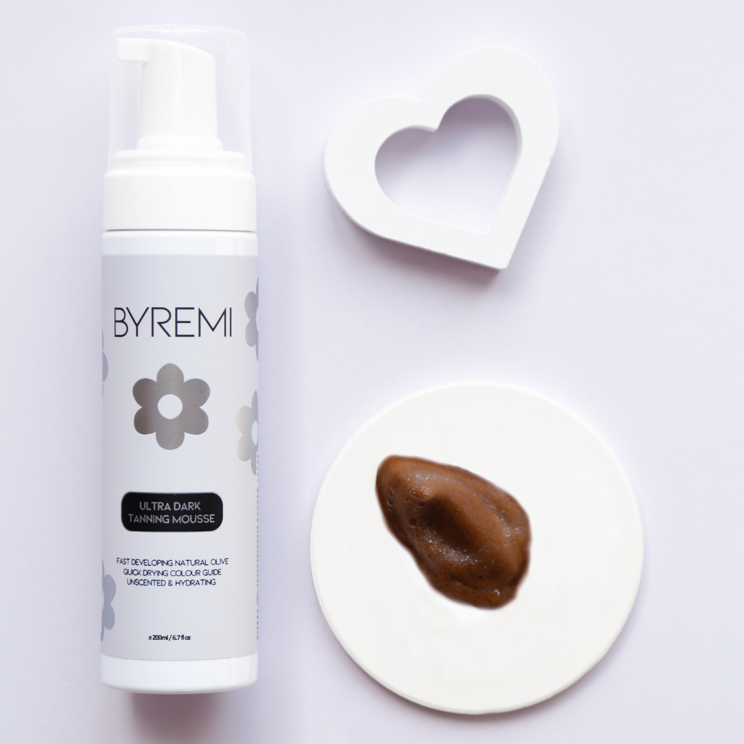 ultra dark self_tan_product_flat_lay and mousse texture