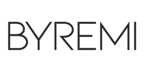 Black 'BYREMI' logo on a white background